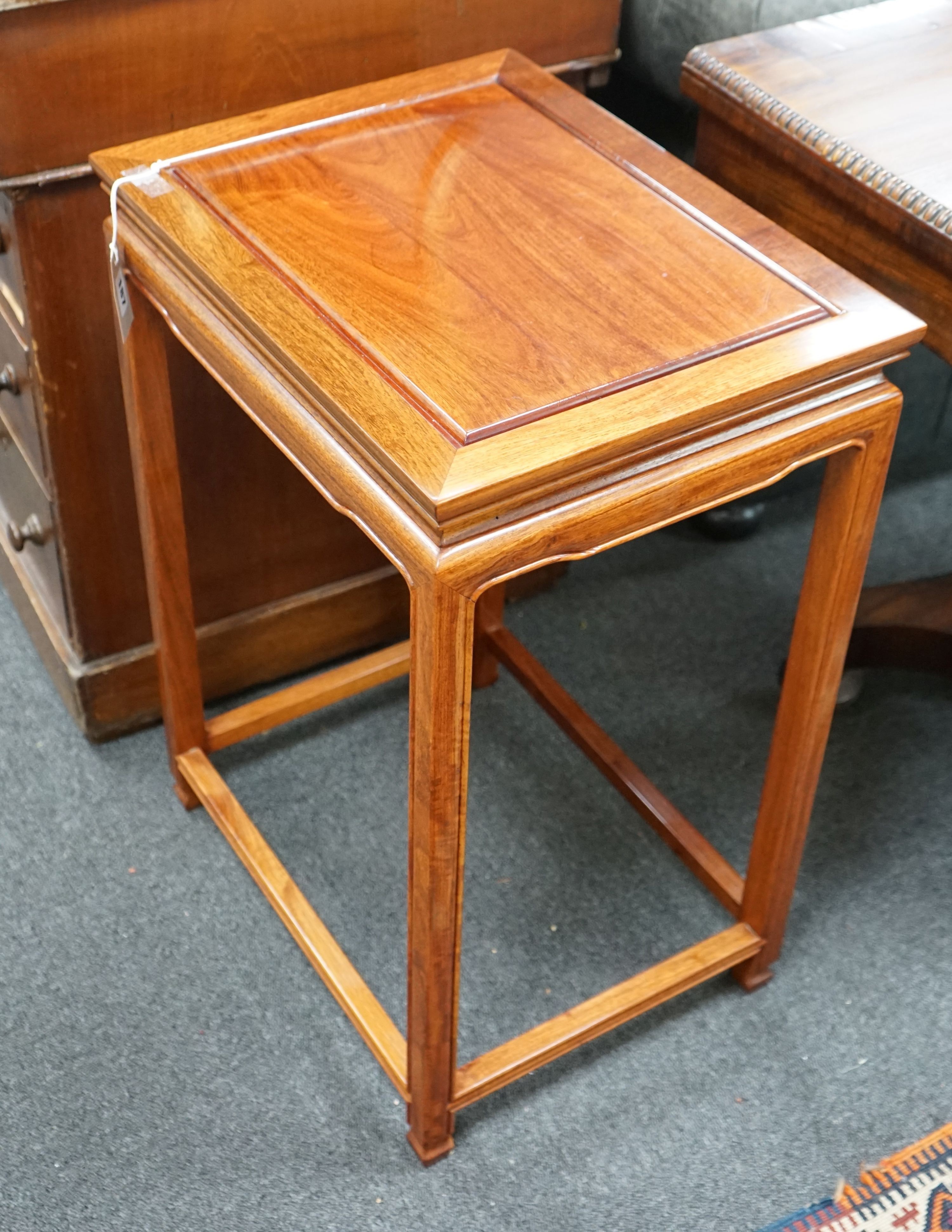 A Chinese rectangular hongmu occasional table, width 48cm, depth 37cm, height 69cm